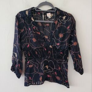 *Lauren Moffat Silk Stripe Blouse Sz.S